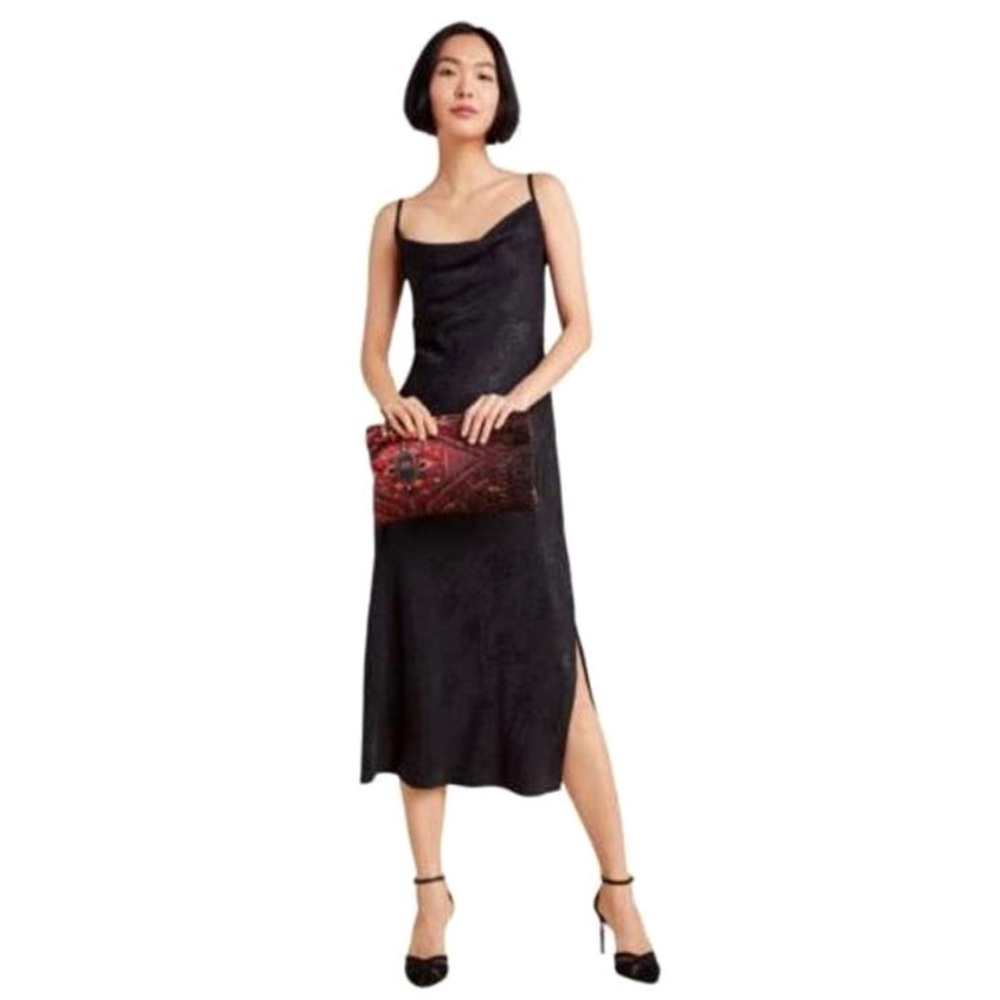 Anthropologie Jacquard Bias Slip Dress, Size 6